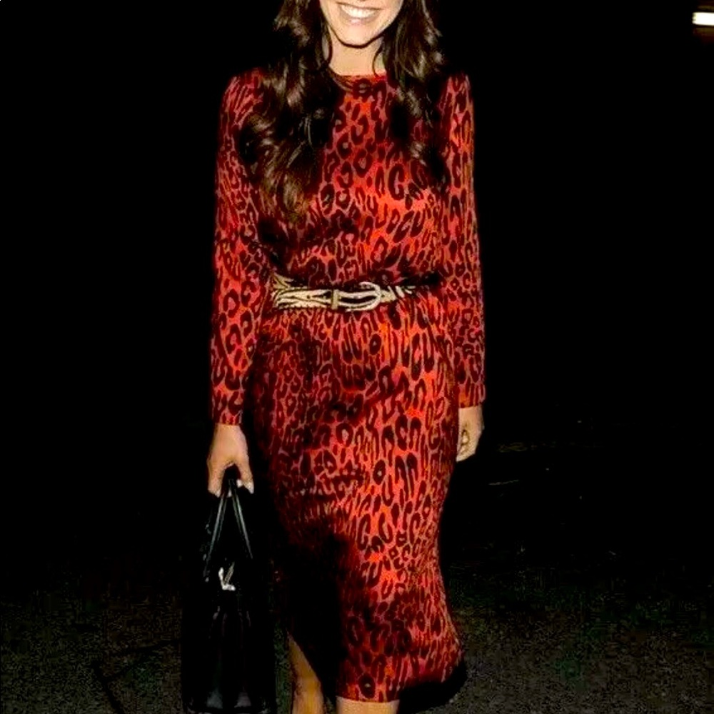 BNWT Zara Red And Black Animal Print Dress, size M.